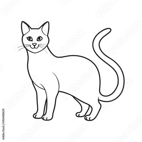 Burmese Cat Lovely Outline Vector