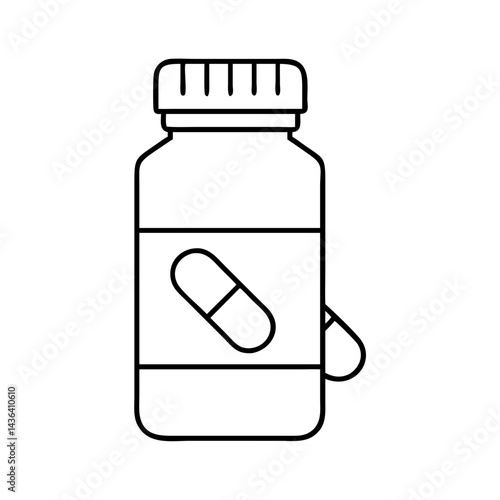 pill bottle icon, pill bottle line art - simple line art of pill bottle, perfect for pill bottle logos and icons