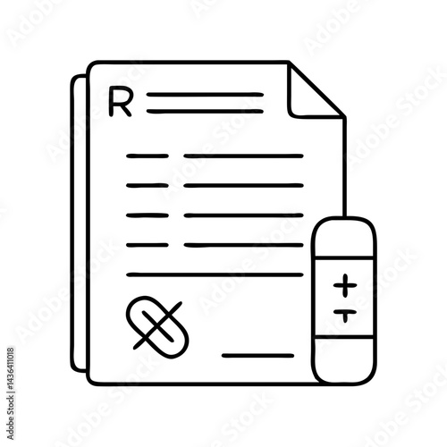 prescription icon, prescription line art - simple line art of prescription, perfect for prescription logos and icons