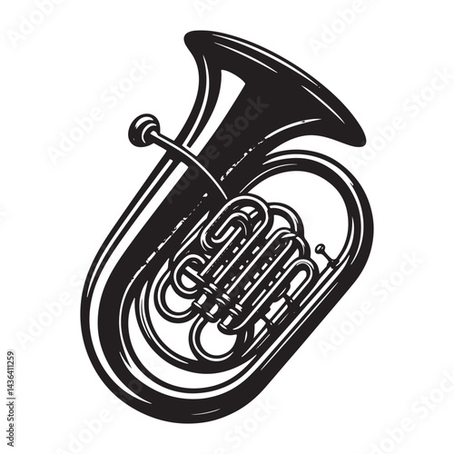 Majestic Brass: A Powerful Collection of Tuba Vector Silhouettes Capturing the Grand Shape, Deep Resonance, and Foundational Sound of This Classic Brass Wind Instrument.