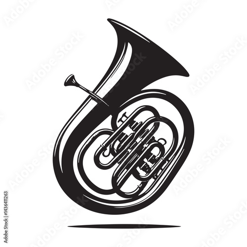 Majestic Brass: A Powerful Collection of Tuba Vector Silhouettes Capturing the Grand Shape, Deep Resonance, and Foundational Sound of This Classic Brass Wind Instrument.
