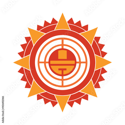 Circular Stepped Sun Symbol Based on Chakana Pattern