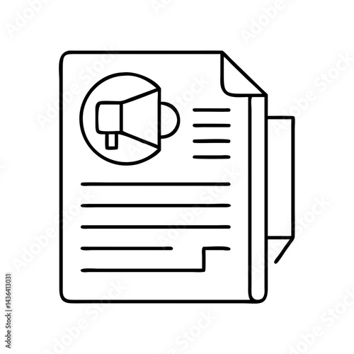 press release icon, press release line art - simple line art of press release, perfect for press release logos and icons