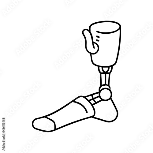 prosthetic limb icon, prosthetic limb line art - simple line art of prosthetic limb, perfect for prosthetic limb logos and icons