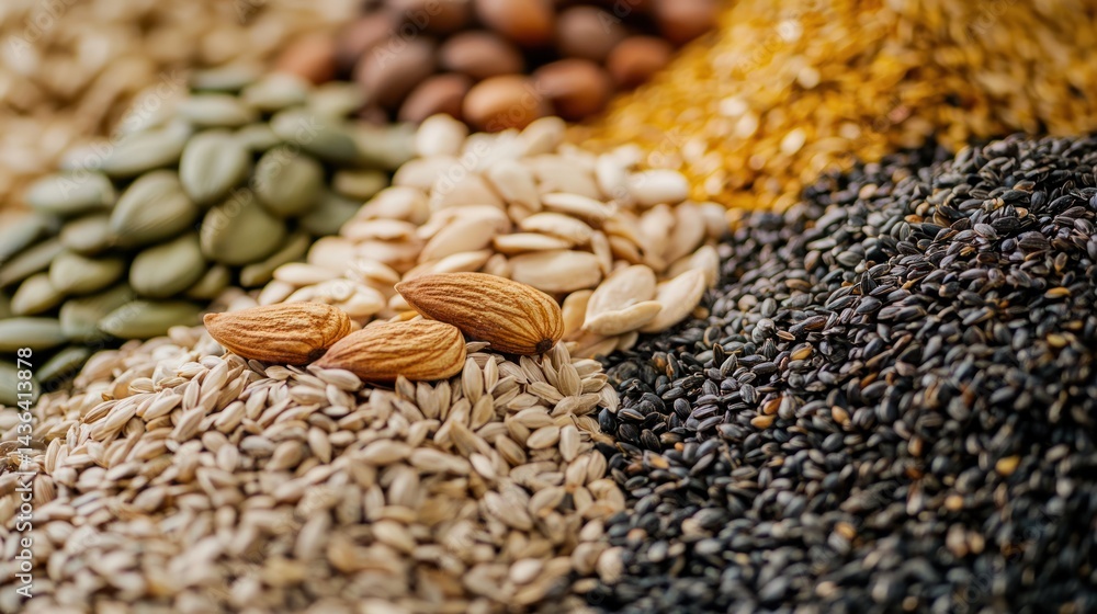 Obraz premium A heap of different nuts and seeds together