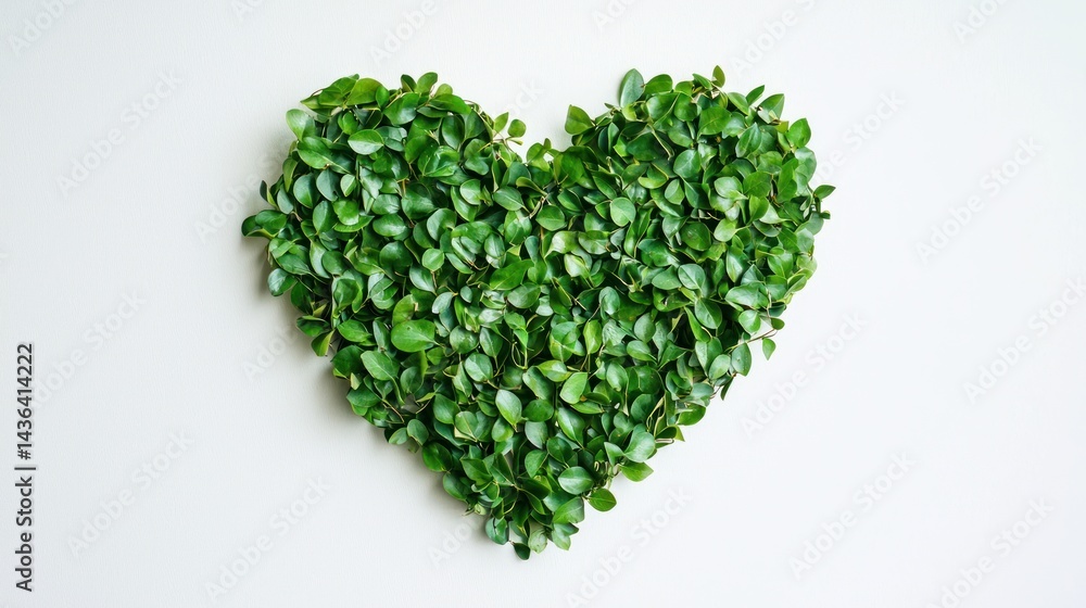 A heart shape created using multiple tiny leaves A heart shape created using multiple tiny leaves