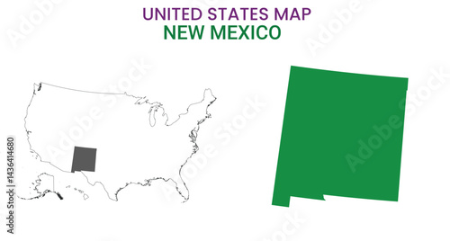 New mexico map of USA state. New mexico map vector illustration. New mexico vector map on white background.