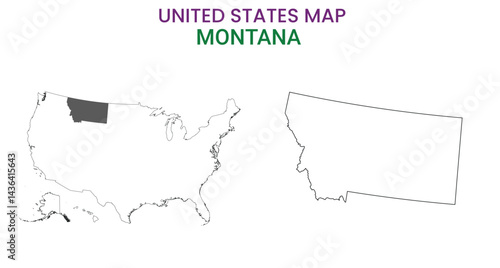 Montana map of USA state. Montana map vector illustration. Montana vector map on white background.