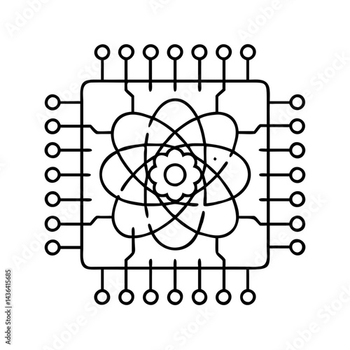 quantum computing icon, quantum computing line art - simple line art of quantum computing, perfect for quantum computing logos and icons