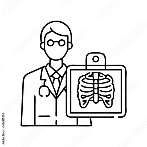 radiologist icon, radiologist line art - simple line art of radiologist, perfect for radiologist logos and icons