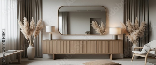 Wallpaper Mural elegant reflection: wooden cabinet with wall mirror Torontodigital.ca