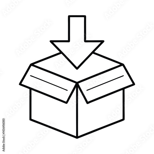 Downloading or receiving a package in an open box.