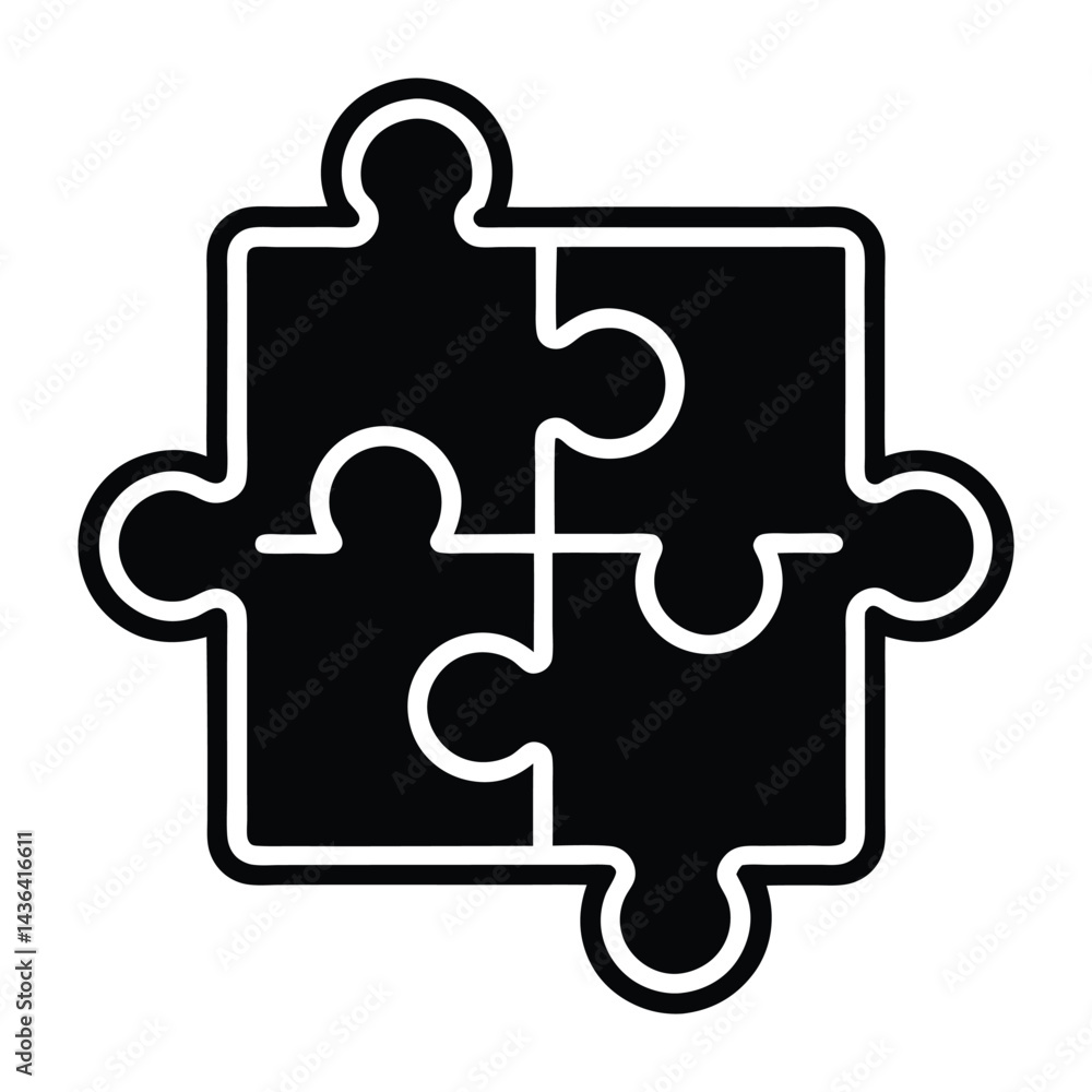 Simple black and white jigsaw puzzle graphic Simple black and white jigsaw puzzle graphic