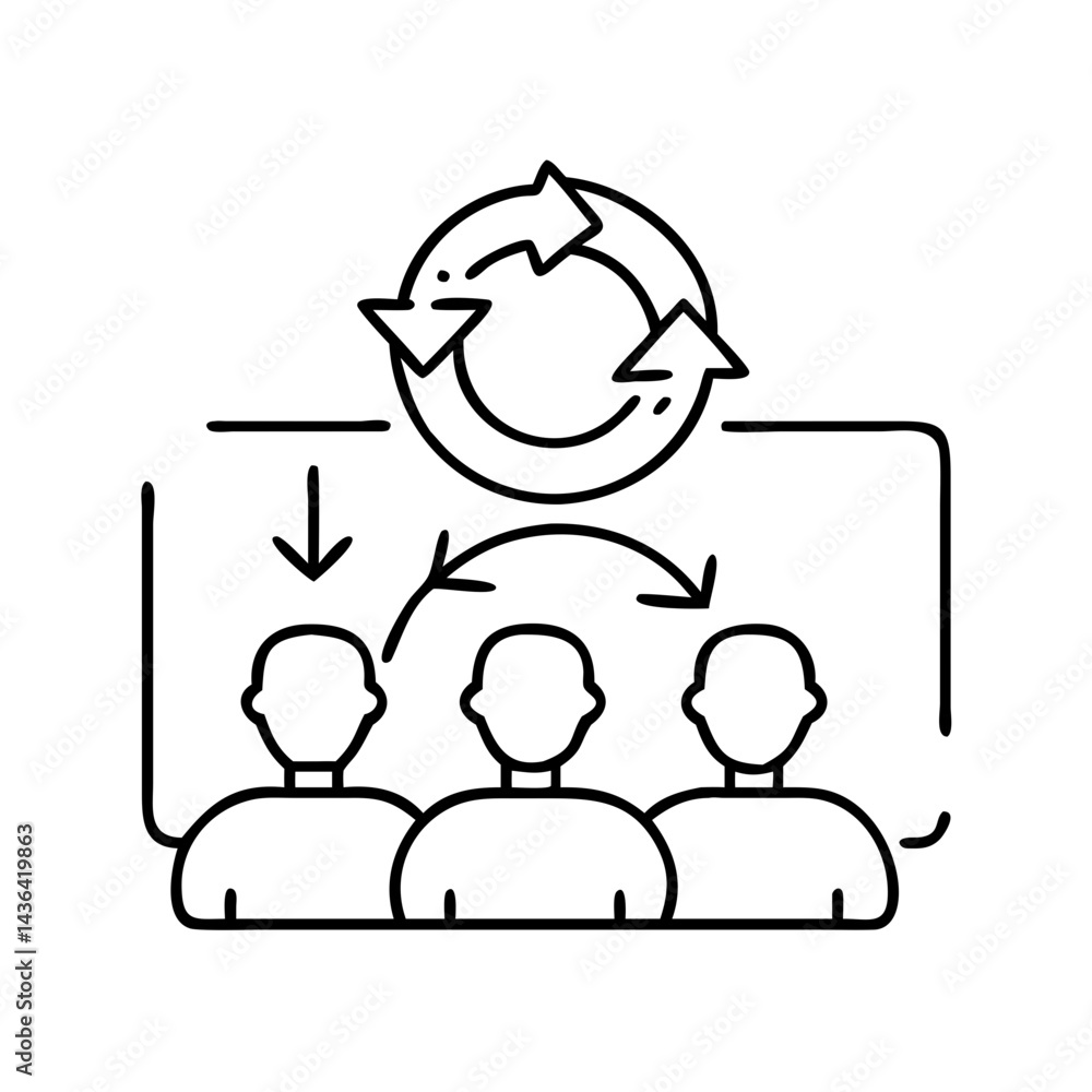 Obraz premium scrum meeting icon, scrum meeting line art - simple line art of scrum meeting, perfect for scrum meeting logos and icons