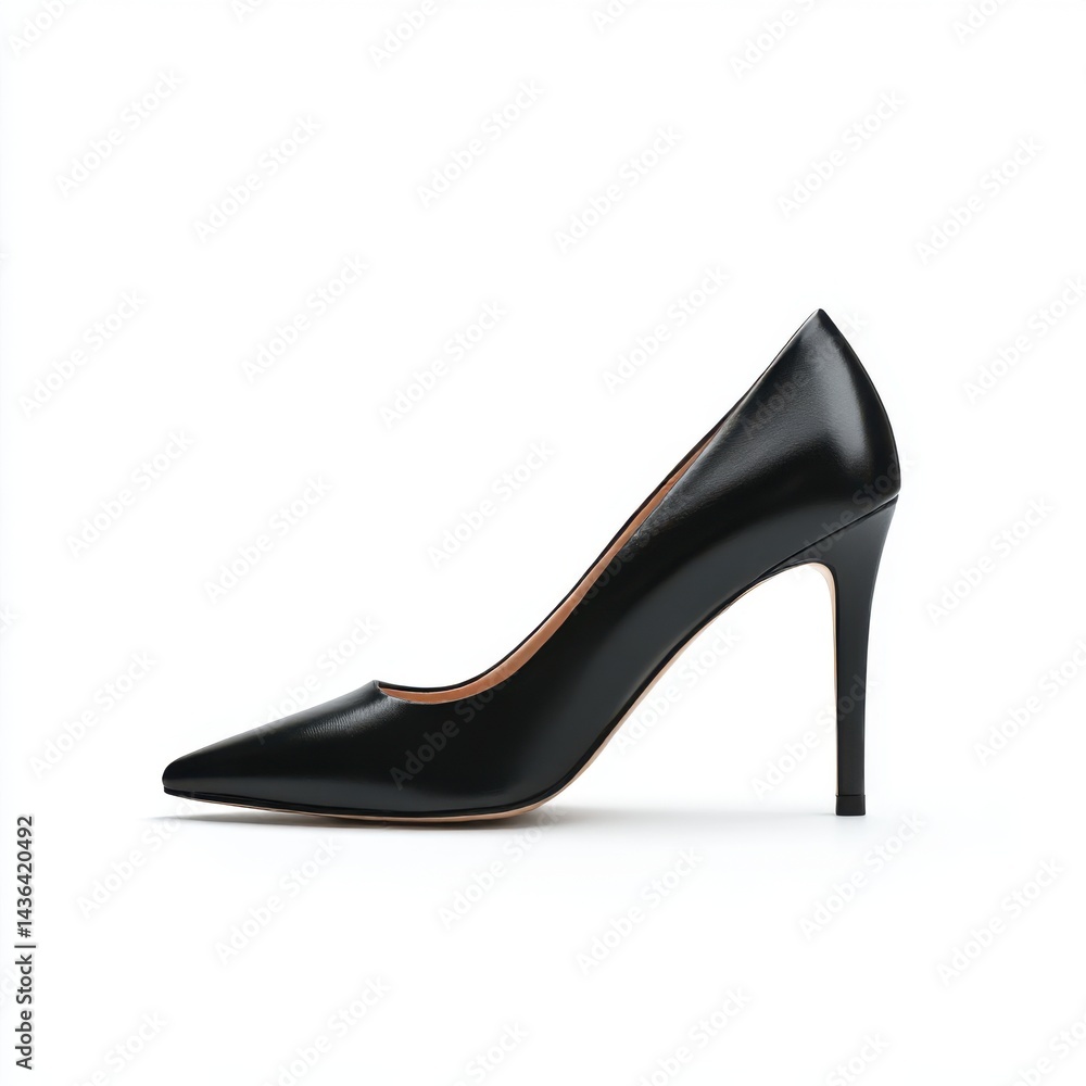 Elegant black stiletto heel shoe isolated on white background Elegant black stiletto heel shoe isolated on white background