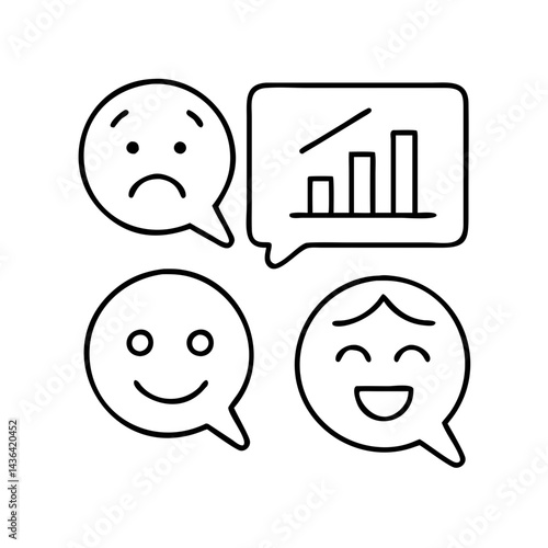 sentiment analysis icon, sentiment analysis line art - simple line art of sentiment analysis, perfect for sentiment analysis logos and icons