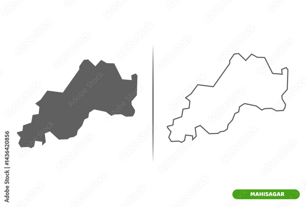 Fototapeta premium Mahisagar District of Gujarat State map.