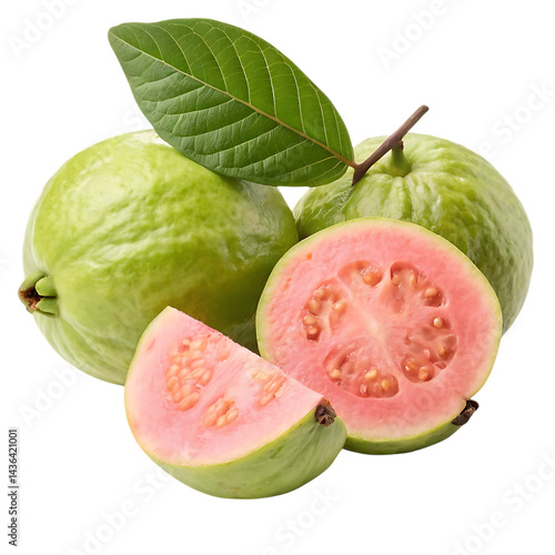 Fresh guava fruit with leaves, healthy food