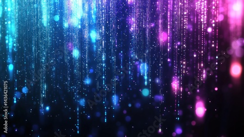 Abstract, vibrant, falling light streaks