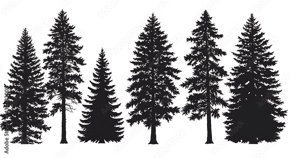 Obraz premium Artistic Silhouette of Tall Trees for Environmental Themes 