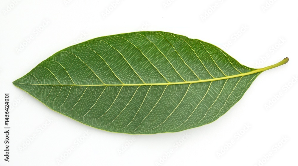 Obraz premium A mango leaf with a central ridge prominently displayed