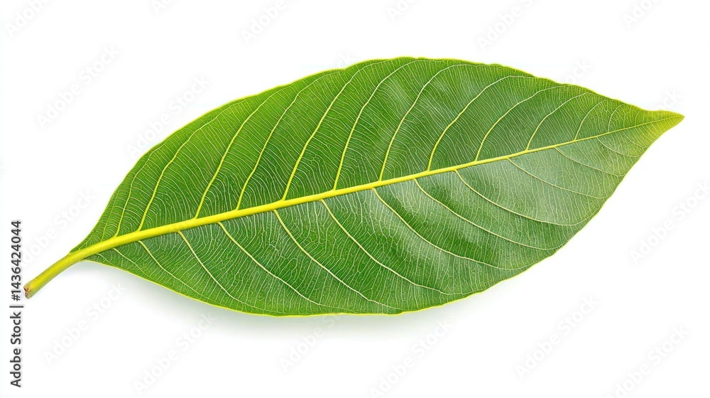 Obraz premium A mango leaf with a central ridge prominently displayed