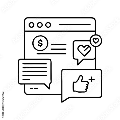 sponsored posts icon, sponsored posts line art - simple line art of sponsored posts, perfect for sponsored posts logos and icons