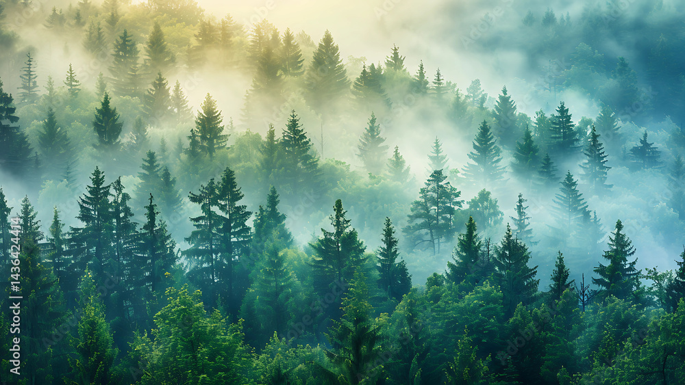 Misty Pine Forest at Dawn Misty Pine Forest at Dawn