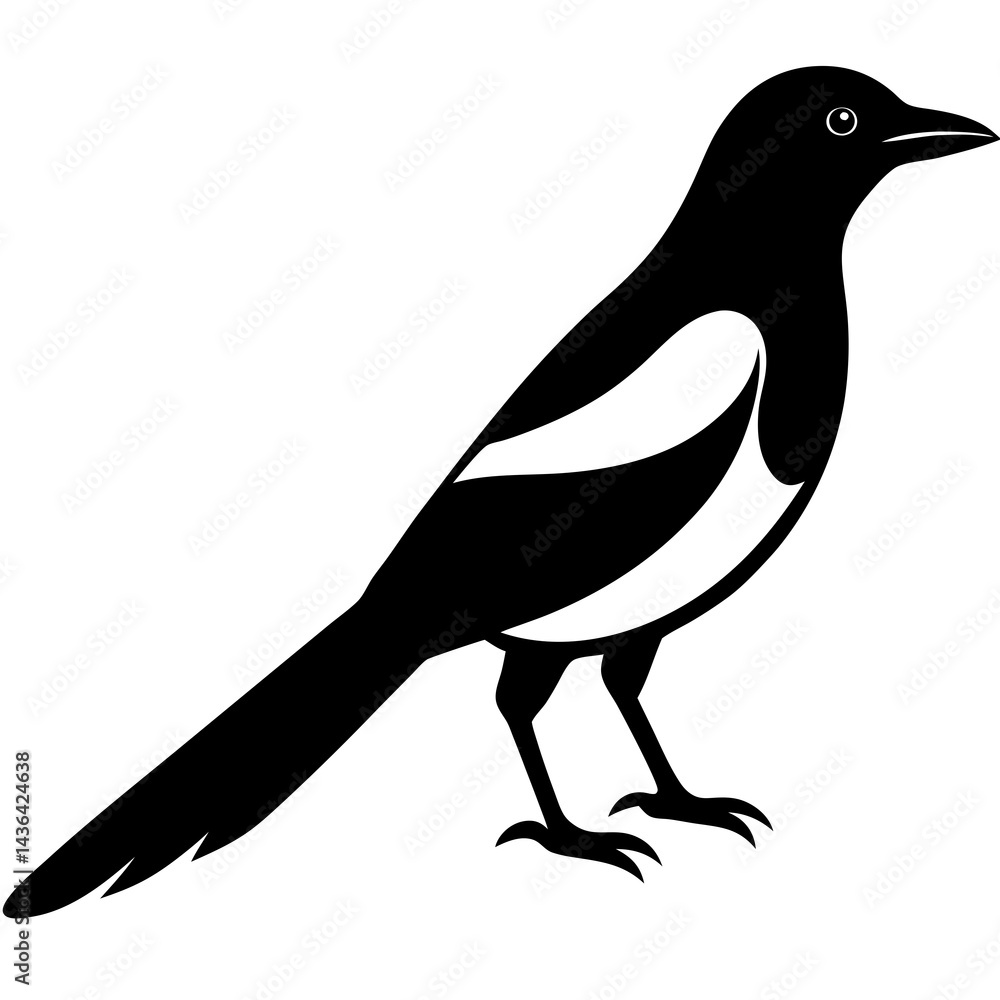 Fototapeta premium Animal magpie silhouette vector illustrator 