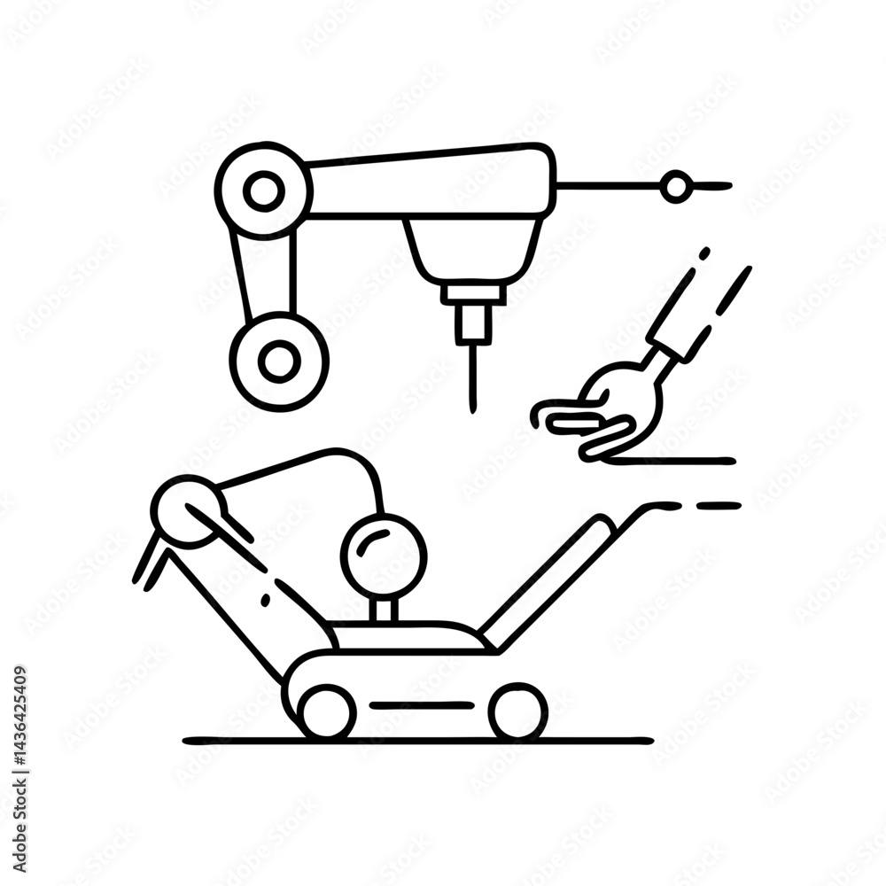 surgical robot icon, surgical robot line art - simple line art of surgical robot, perfect for surgical robot logos and icons surgical robot icon, surgical robot line art - simple line art of surgical robot, perfect for surgical robot logos and icons