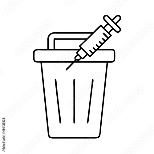 syringe disposal bin icon, syringe disposal bin line art - simple line art of syringe disposal bin, perfect for syringe disposal bin logos and icons