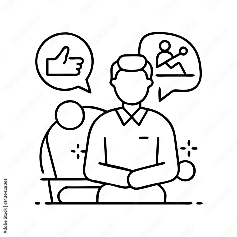 Fototapeta premium therapy specialist icon, therapy specialist line art - simple line art of therapy specialist, perfect for therapy specialist logos and icons