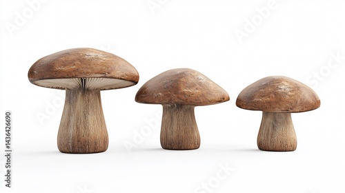 Fresh Champignon Mushrooms Isolated on White Background for Culinary Uses