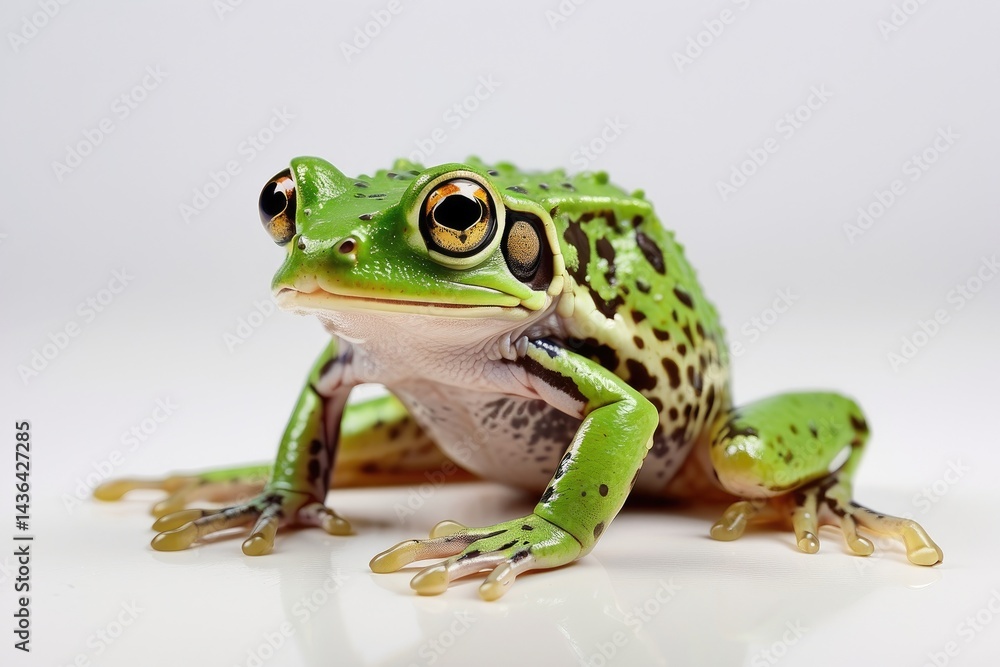 Green Tree Frog Close-Up – Colorful Amphibian on White Background Green Tree Frog Close-Up – Colorful Amphibian on White Background