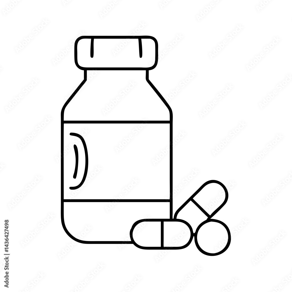 vitamin bottle icon, vitamin bottle line art - simple line art of vitamin bottle, perfect for vitamin bottle logos and icons vitamin bottle icon, vitamin bottle line art - simple line art of vitamin bottle, perfect for vitamin bottle logos and icons