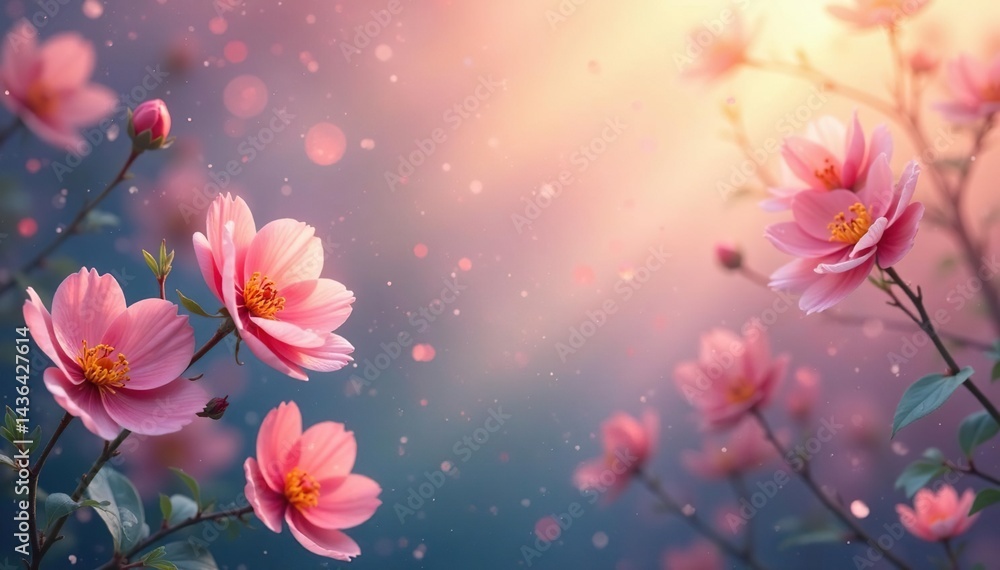 Softly blurred floral overlay, continuous flowing design , summer, subtle Softly blurred floral overlay, continuous flowing design , summer, subtle