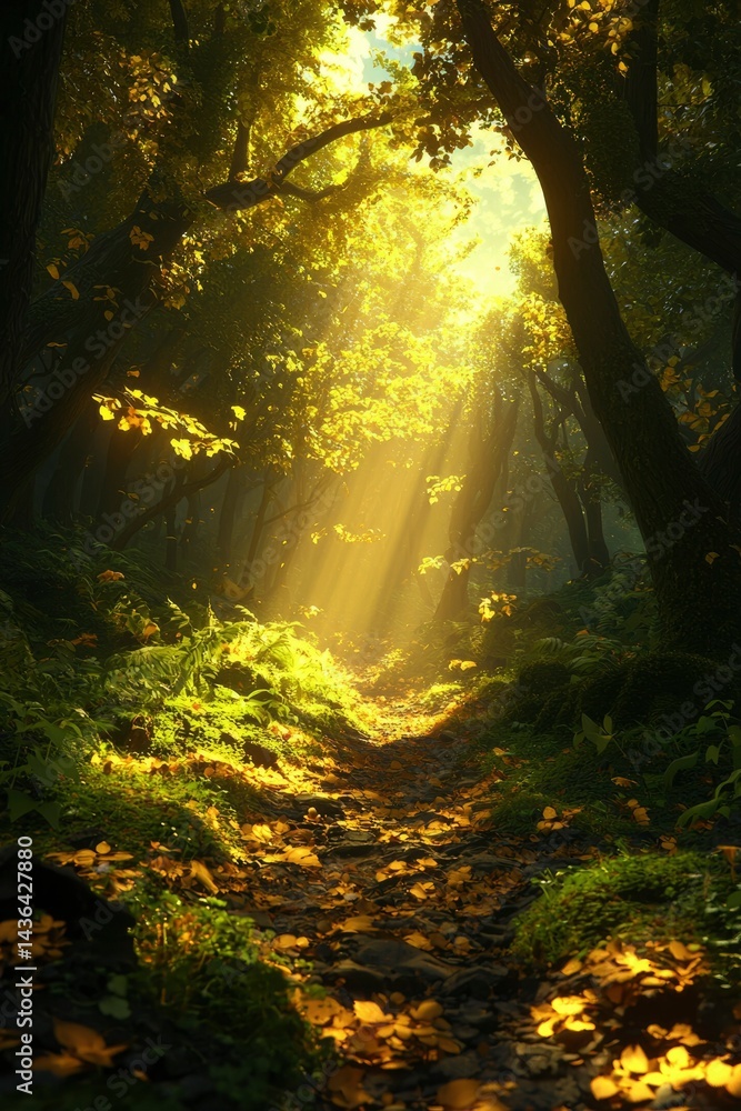 Fototapeta premium Sunlit forest path