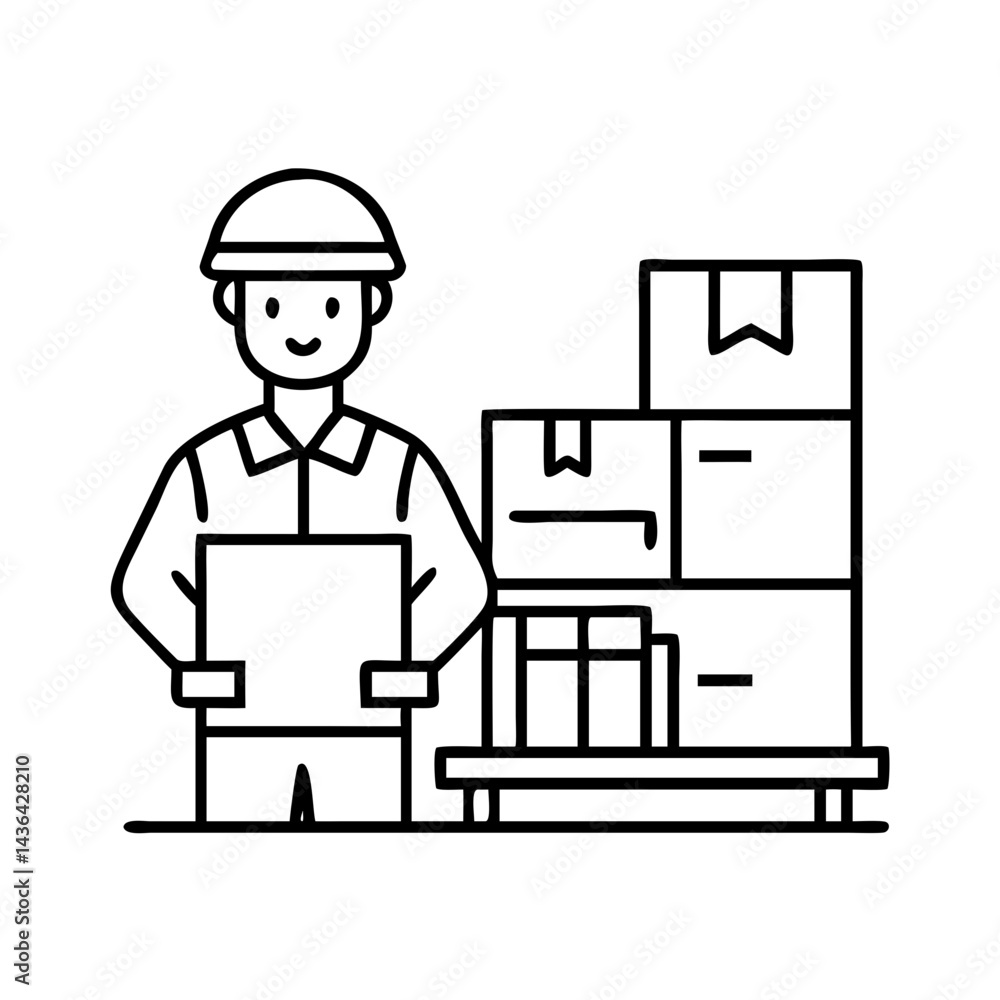 warehouse worker icon, warehouse worker line art - simple line art of warehouse worker, perfect for warehouse worker logos and icons warehouse worker icon, warehouse worker line art - simple line art of warehouse worker, perfect for warehouse worker logos and icons