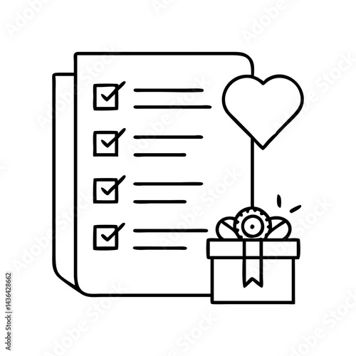 wishlist icon, wishlist line art - simple line art of wishlist, perfect for wishlist logos and icons