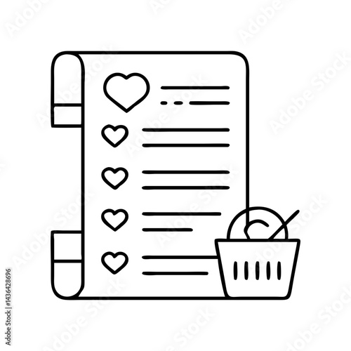 wishlist icon, wishlist line art - simple line art of wishlist, perfect for wishlist logos and icons