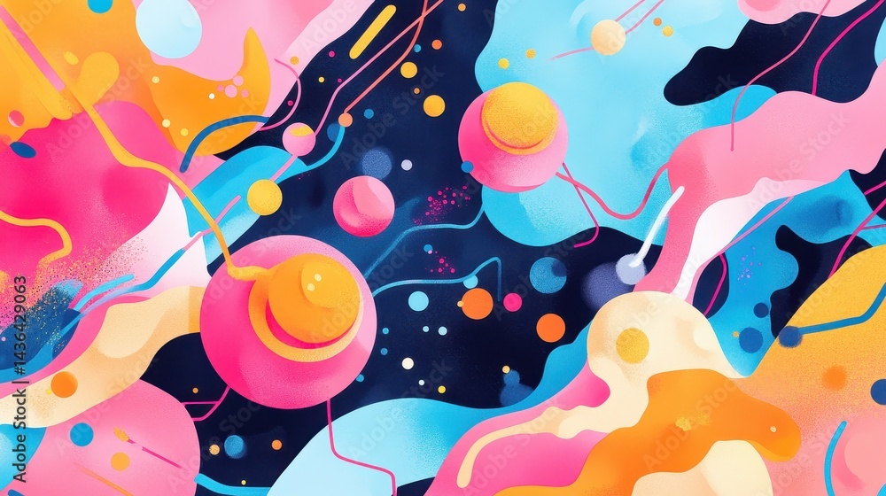 Network flat design top view theme information technology water color vivid.