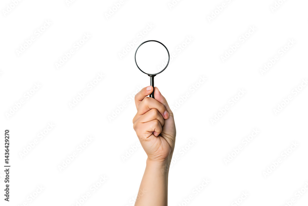 Hand holding magnifying glass isolated on white background PNG Hand holding magnifying glass isolated on white background PNG
