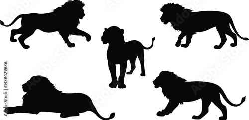 Foto Set of Lion Silhouette Icon