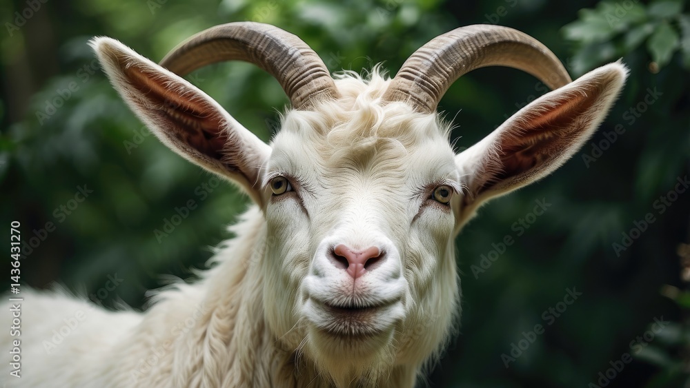 Fototapeta premium Funny Close-Up of Goats in Field – Comical Farm Animal Portrait