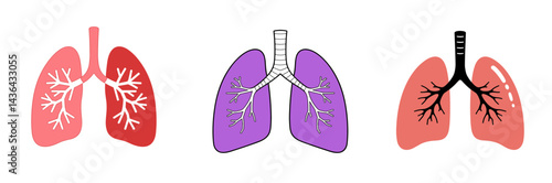 Colorful lung silhouettes representing health awareness on white background, suitable for educational blogs and presentations