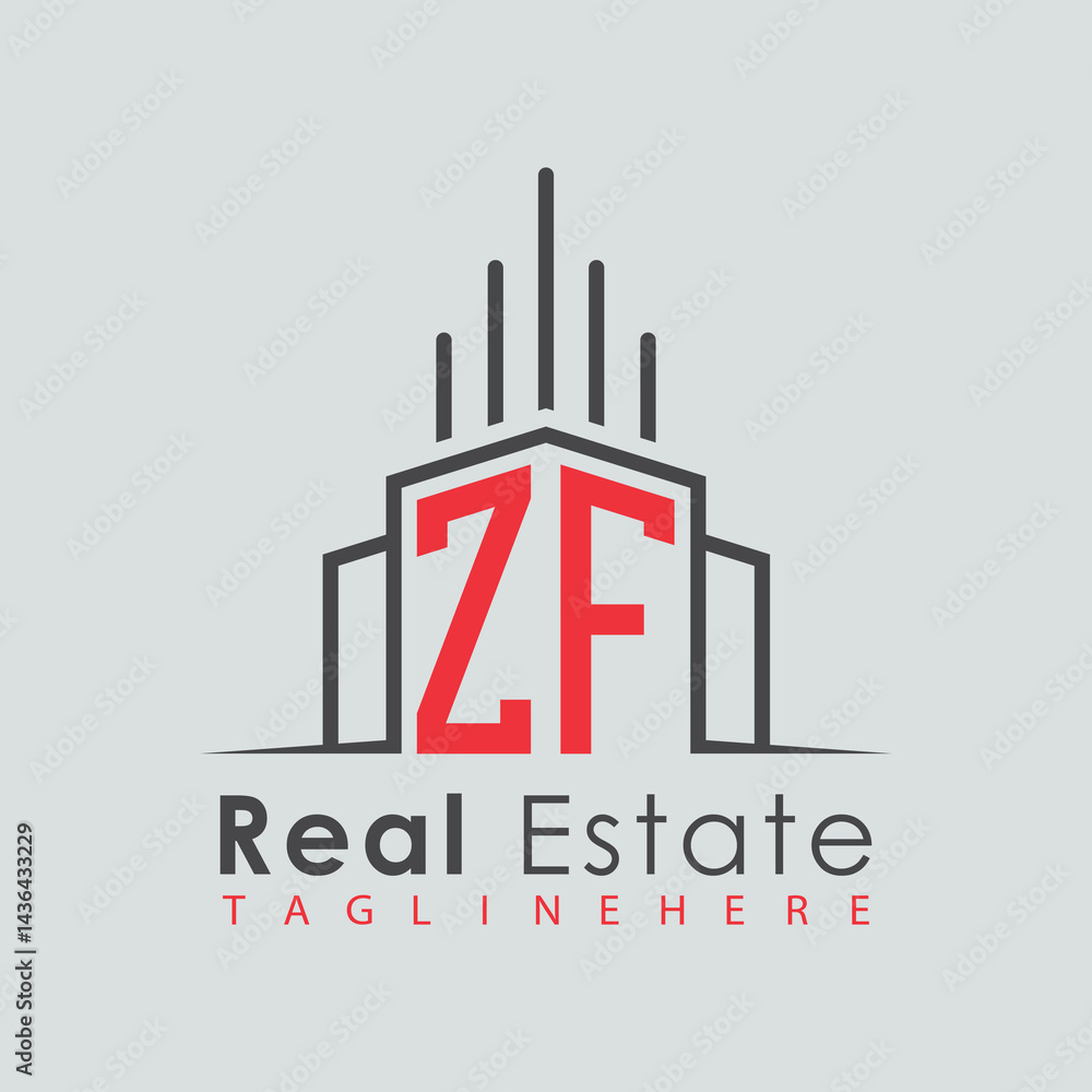 Naklejka premium initial monogram logo for real estate with Home and Building shape creative design.