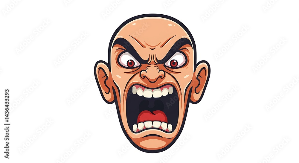 Screaming Angry Man Head Cartoon Illustration Screaming Angry Man Head Cartoon Illustration
