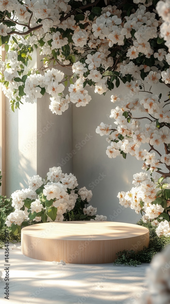 Fototapeta premium Minimal pedestal with background for product mock-up