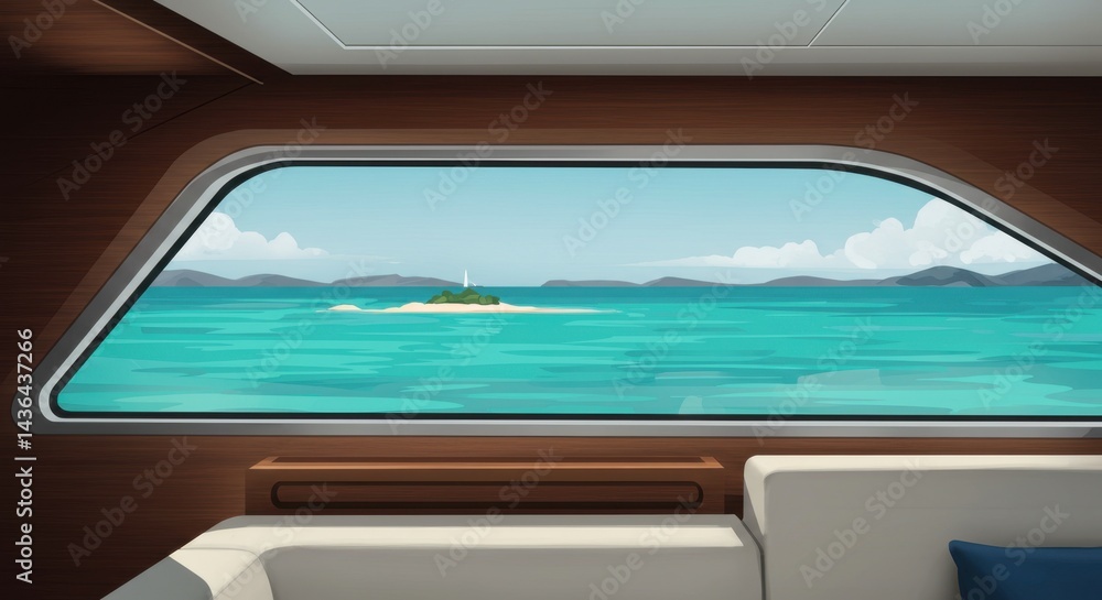 Obraz premium Yacht Cabin Window View