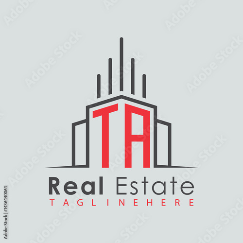 initial monogram logo for real estate with Home and Building shape creative design.
